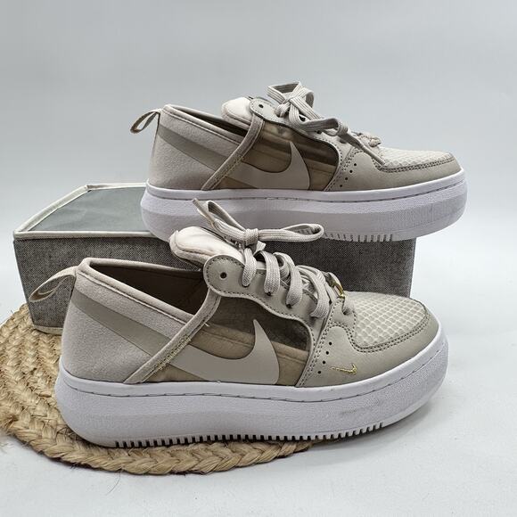Nike Women Court Vision Alta Sneakers 7.5 Cream Greige* Minimalist Capsule Bloke - Picture 1 of 8